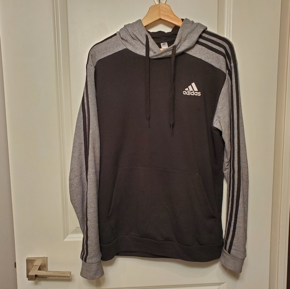 Adidas French Terry Melange Hoodie Black Grey Small - Picture 2 of 11